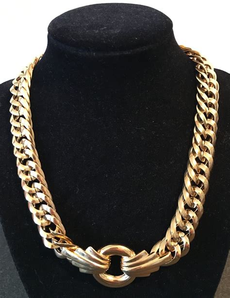 vintage givenchy gold 1977 necklace|Givenchy gold tone necklace.